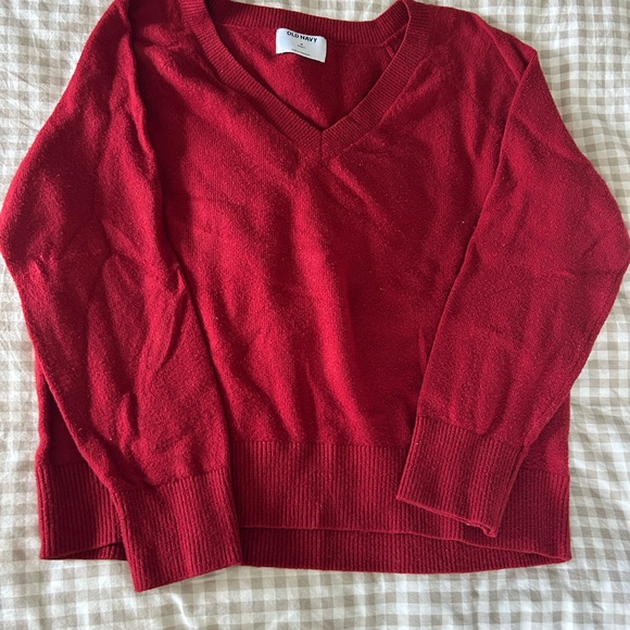 Old Navy Deep Red V-Neck Sweater - Picture 1 of 4